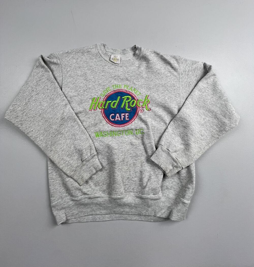 Vintage Hard Rock Cafe Sweatshirt Mens Medium Gray Fleece Washington DC USA